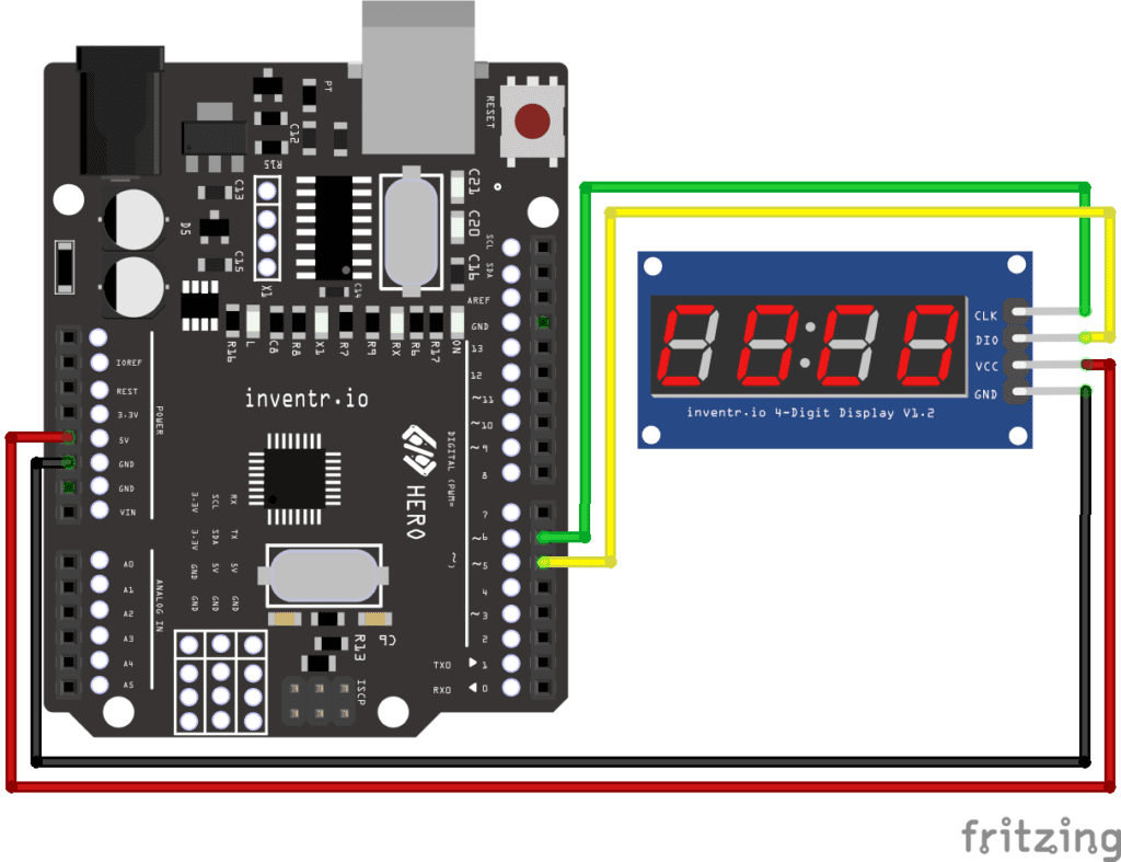 TM1637 7-segment display wiring diagram
