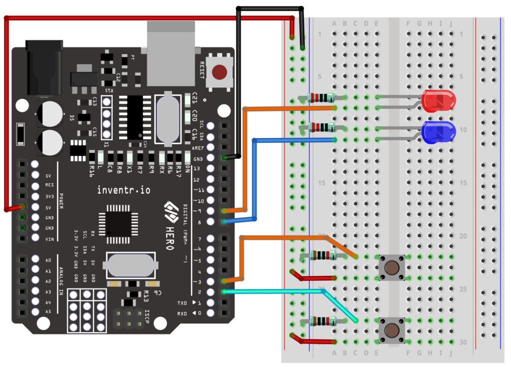 Wiring diagram for buttons and LEDs