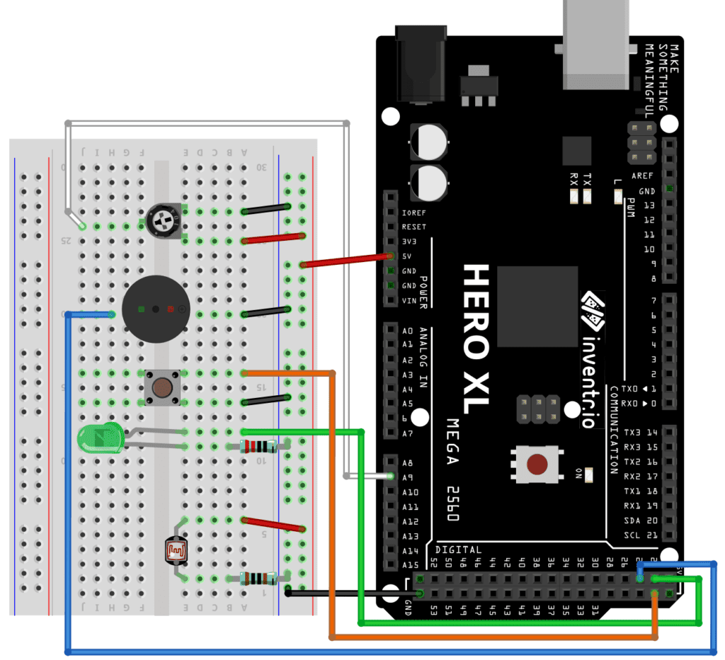 Wiring diagram showing potentiometer and components